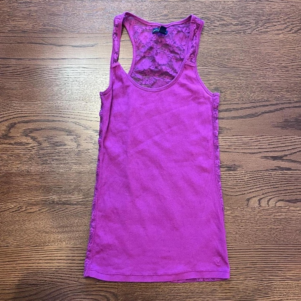 y2k purple floral lace tank‎ small